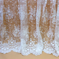 刺繍レース 白 花 幅広 両山 結婚式 刺繍布 素材 カフェカーテン 手芸 生地 テーブルクロス 綿 チュールレース 2枚目の画像