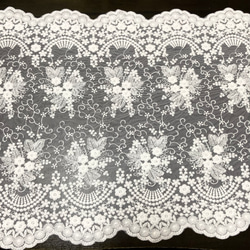 刺繍レース 白 花 幅広 両山 結婚式 刺繍布 素材 カフェカーテン 手芸 生地 テーブルクロス 綿 チュールレース 5枚目の画像
