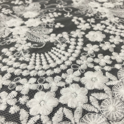 刺繍レース 白 花 幅広 両山 結婚式 刺繍布 素材 カフェカーテン 手芸 生地 テーブルクロス 綿 チュールレース 7枚目の画像