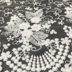 刺繍レース 白 花 幅広 両山 結婚式 刺繍布 素材 カフェカーテン 手芸 生地 テーブルクロス 綿 チュールレース 8枚目の画像