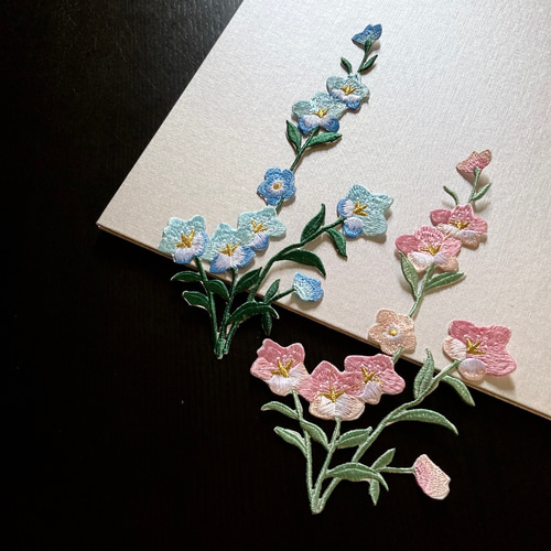 刺繍ワッペン 特大 アイロン 花 桔梗 和風 和柄 浴衣 刺繍レース