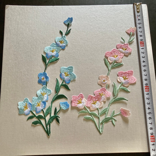 刺繍ワッペン 特大 アイロン 花 桔梗 和風 和柄 浴衣 刺繍レース