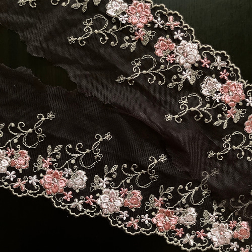 刺繍レース 肌色 ベージュ アンティークレース レトロ
