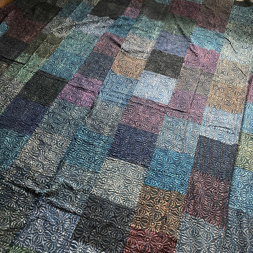 インド手刺繍ベッドカバー パッチワーク ラリーキルト 布 カンタ刺繍