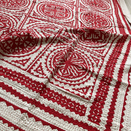 2024-25 秋冬新作  インド 手刺繍 刺し子 ベッドカバー ラリーキルト カットワーク その他