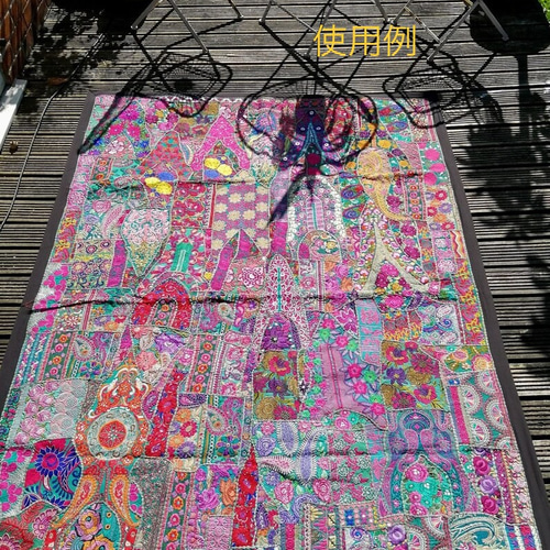インド刺繍 敷物 ハンドメイド ラグ ボヘミアン エスニック 手作り絨毯 キルト インド刺繍 敷物 ハンドメイド ラグ ボヘミアン エスニック 手作り絨毯