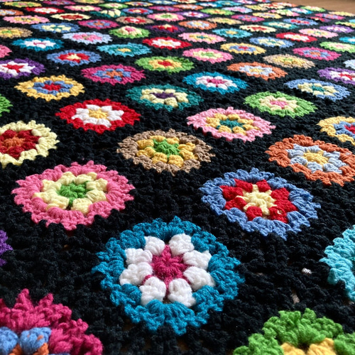 ハンドメイド クロシェ 鍵編み 花 ニット ソファーカバー 毛布 手編み