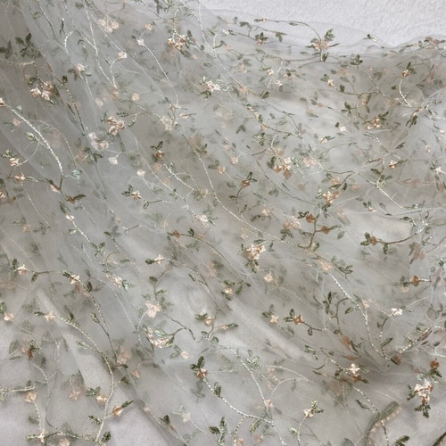 刺繍チュールレース 小花 白 結婚式 レースカーテン 薔薇 刺繍