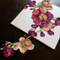 刺繍ワッペン 特大 アップリケ 花 紫色 結婚式 ドレス ワンピース アジアン エスニック 刺繍レース 素材 パーツ 3枚目の画像
