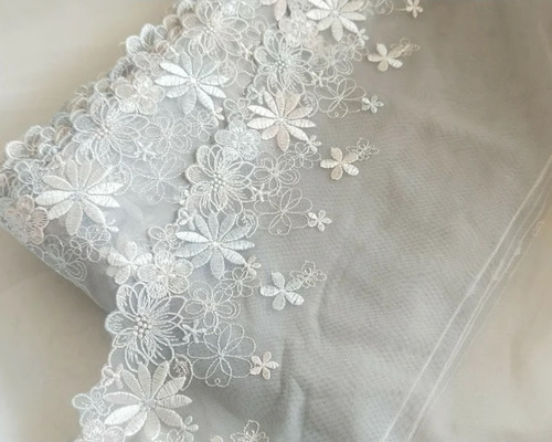 アンティークレース♡花柄刺繍 チュールレースのタペストリー 40×118cm 1,200円以上で送料無料】H-19 広幅 両山 刺繍 チュールレース