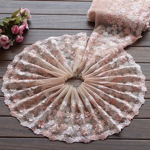 ベージュ オレンジ 桜 花 刺繍 チュールレース さくら 結婚式 ドール