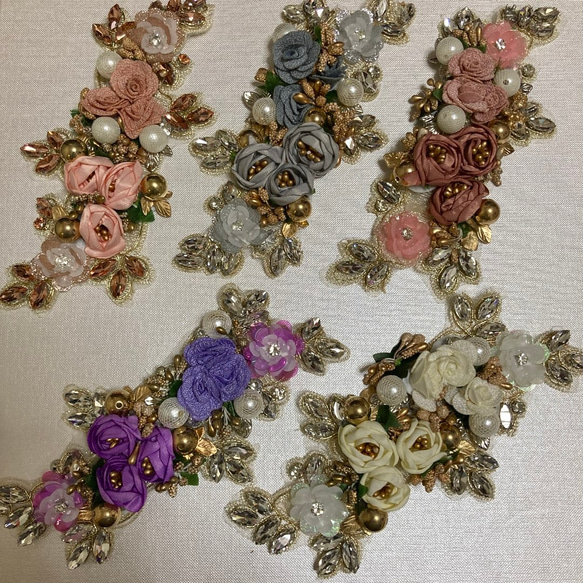 インド刺繍リボン 結婚式 3D立体 薔薇 花 刺繍レース ブローチ アクセサリー アンティーク ワッペン ドレス 北欧 10枚目の画像