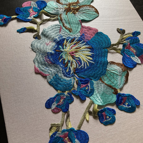 刺繍ワッペン 青 ブルー ハワイ 花 アジアン パーツ 刺繍レース 結婚式
