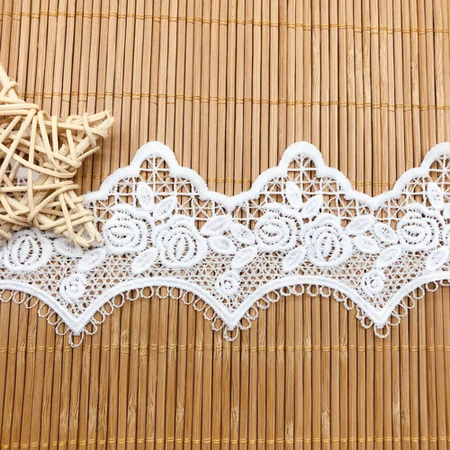 白レース スカラップ 薔薇 花 ローズ アンティーク 素材 フリル ロココ