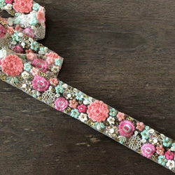 インド刺繍リボン ヴィンテージ アンティーク 花 スパンコール  