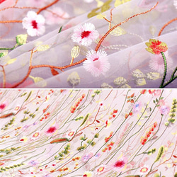 刺繍チュール 白 ボタニカル レース 花刺繍 アンティーク 結婚式 ワンピース 3枚目の画像