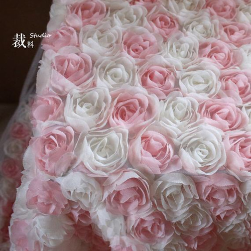 フランス アンティーク薔薇の花かご ウエディング用 チュールレース 立体の花びら フランスアンティーク立体の花びら チュールレース ウエディング