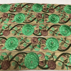 インド 刺繍リボン 花 エメラルドグリーン ヴィンテージ アンティーク チロリアンテープ ボタニカル エスニック 緑 8枚目の画像