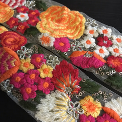 インド刺繍リボン セット ヴィンテージ アンティークレース 花チロリアンテープ ボタニカル エスニック 花刺繍 花束 3枚目の画像