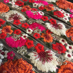 インド刺繍リボン セット アンティークレース ボタニカル 花刺繍 花束 レトロ オレンジ ピンク 白レース かわいい 8枚目の画像