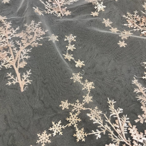 シャンパンゴールド 布 ハギレ 刺繍 チュール レース ハンドメイド 