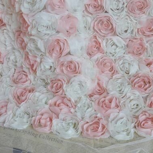 フランス アンティーク薔薇の花かご ウエディング用 チュールレース 立体の花びら フランス アンティーク薔薇の花かご ウエディング用 チュール