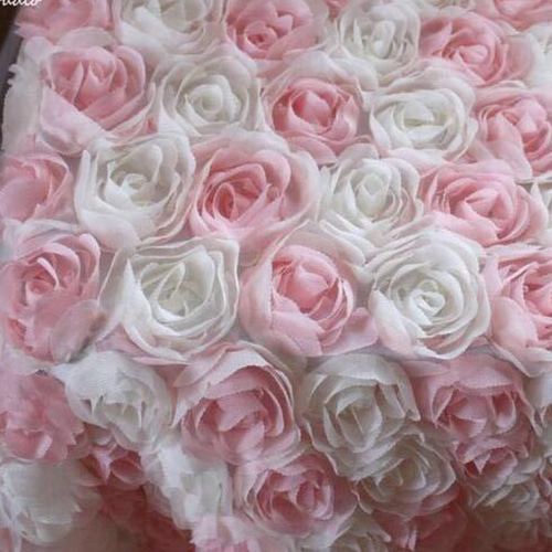 花 チュール レース 薔薇 バラ ピンク 白 3D 立体 ドレス 生地