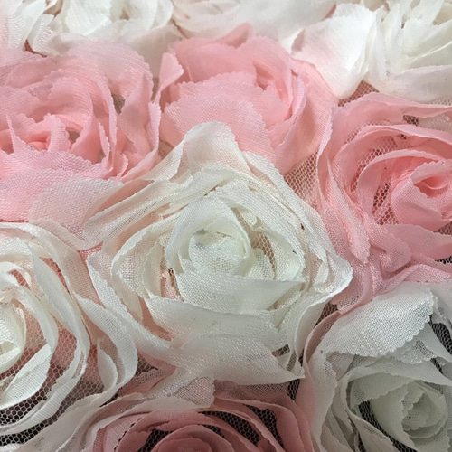 フランス アンティーク薔薇の花かご ウエディング用 チュールレース 立体の花びら 長方形) フランス 19世紀 アンティーク ウエディングベール