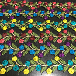 インド刺繍リボン 花 植物 立体 チロリアンテープ ブレード 赤 黄色 青 紫 エスニック アジアン レトロ 北欧 丸 5枚目の画像