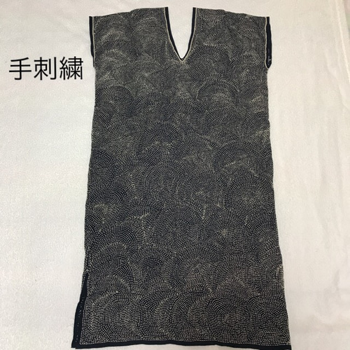 タイ チェンマイ 刺し子 貫頭衣 手刺繍 ヤオ族 モン族 藍染 ワンピース 