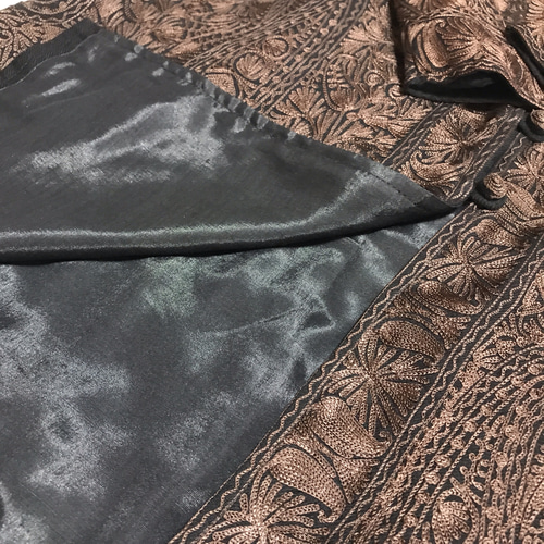 インド カシミール刺繍 コート オーダーメイド ウール100 ペイズリー 茶色