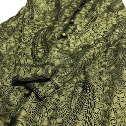インド カシミール刺繍 コート ストール ハンドメイド 刺し子 エスニック ヴィンテージ アウター ジャケット カーキ 4枚目の画像