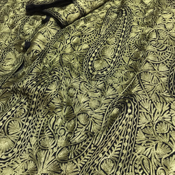 インド カシミール刺繍 コート ストール ハンドメイド 刺し子 エスニック ヴィンテージ アウター ジャケット カーキ 5枚目の画像