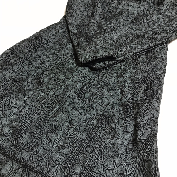 インド カシミール刺繍 コート 刺し子 ウール100% エスニック ヴィンテージ アウター ジャケット 手刺繍 グレー 9枚目の画像
