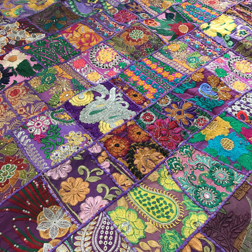 インド刺繍リボン 布 パッチワーク タペストリー 敷物 ラグ