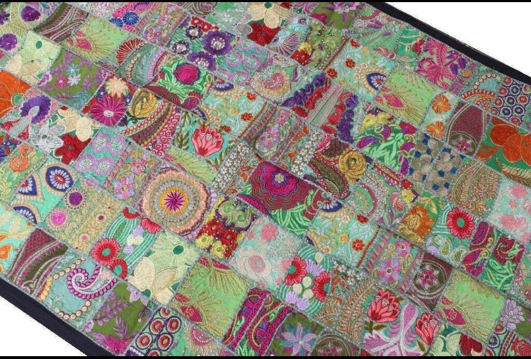 インド刺繍リボン パッチワーク 生地 はぎれ 布 キルト 花