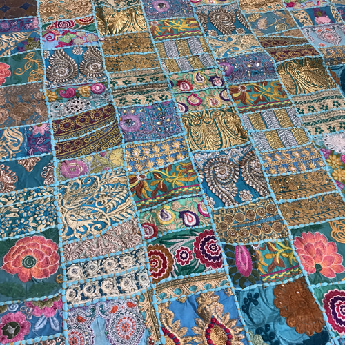 122ꕤ︎︎パッチワーク カンタキルト 花鳥 手染め リボン 122ꕤ︎︎パッチワーク カンタキルト 花鳥 手染め リボン