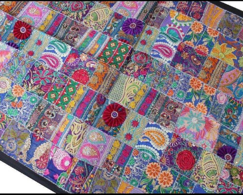 新品 インドハンドメイド金糸刺繍丸型タペストリーラグ｜Yahoo