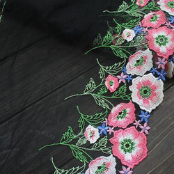 花レース 刺繍 手芸リボン アンティーク ヴィンテージ 幅広 チュール黒 ピンク ドール 人形 服 ブライス リカちゃん 3枚目の画像