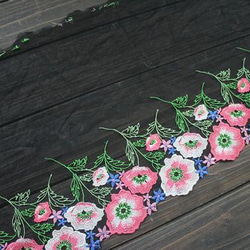 花レース 刺繍 手芸リボン アンティーク ヴィンテージ 幅広 チュール黒 ピンク ドール 人形 服 ブライス リカちゃん 5枚目の画像