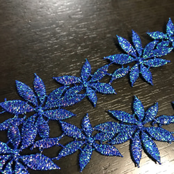 手芸レース 青 ラメ 雪 紅葉 葉 刺繍リボン 花 北欧 チロリアンテープ ヴィンテージ アンティーク エスニック 7枚目の画像