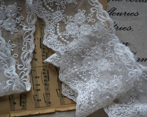 蚤の市　フランス　アンティーク　つけ襟　お花　チュールレース　タンバー　刺繍　1 0_8bc761ec477a698ff953048e7f02