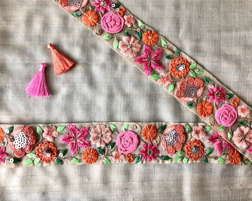 50cm単位】 刺繍レース お花の 舞踏会 サイズ約21.5cm