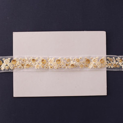 インド刺繍リボン 金 ゴールド 白レース 花 アンティーク ヴィンテージ パーツ 結婚式 ブライダルレース かわいい 6枚目の画像