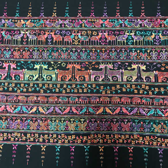 タイ チェンマイ 手刺繍 生地 布 カバー 鳥 動物 モン族 ヤオ族 刺し子 エスニック アジアン ヴィンテージ 北欧 3枚目の画像