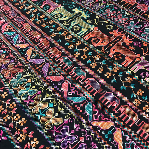 タイ チェンマイ 手刺繍 生地 布 カバー 鳥 動物 モン族 ヤオ族 刺し子