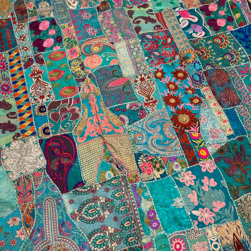 インド刺繍ラグ パッチワーク ハンドメイド ラリーキルト エスニック