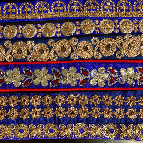 インド刺繍リボンセット 青 金 キラキラ エスニック アジアン チロリアンテープ
