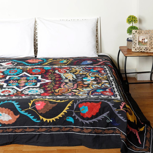 ウズベキスタン スザンニ スザニ 手刺繍 ベッドカバー 刺し子 カンタ