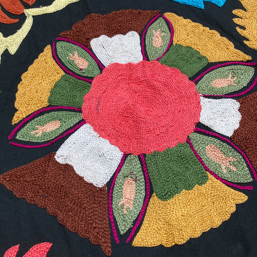 ウズベキスタン スザンニ スザニ 手刺繍 ベッドカバー 刺し子